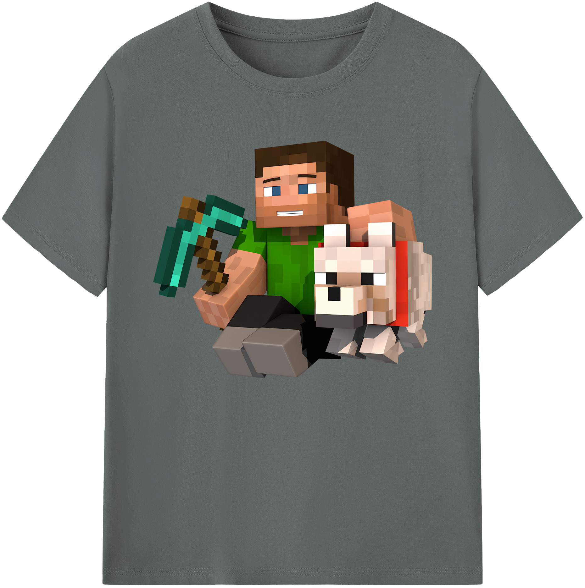 （画像用） マインクラフト ブロックの世界 Minecraft MC Block world 綿100％ メンズ半袖Tシャツ｜肌触りやわらか＆通気性
